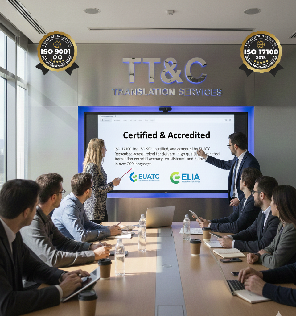 ISO 17100 Certified Translation Services Dublin team training with quality tools, approved for Irish Immigration.