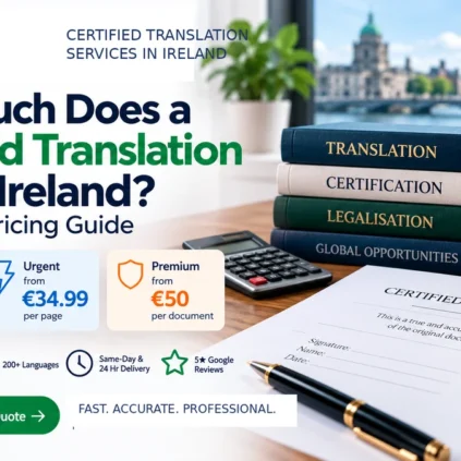 Certified translation cost in Ireland pricing guide